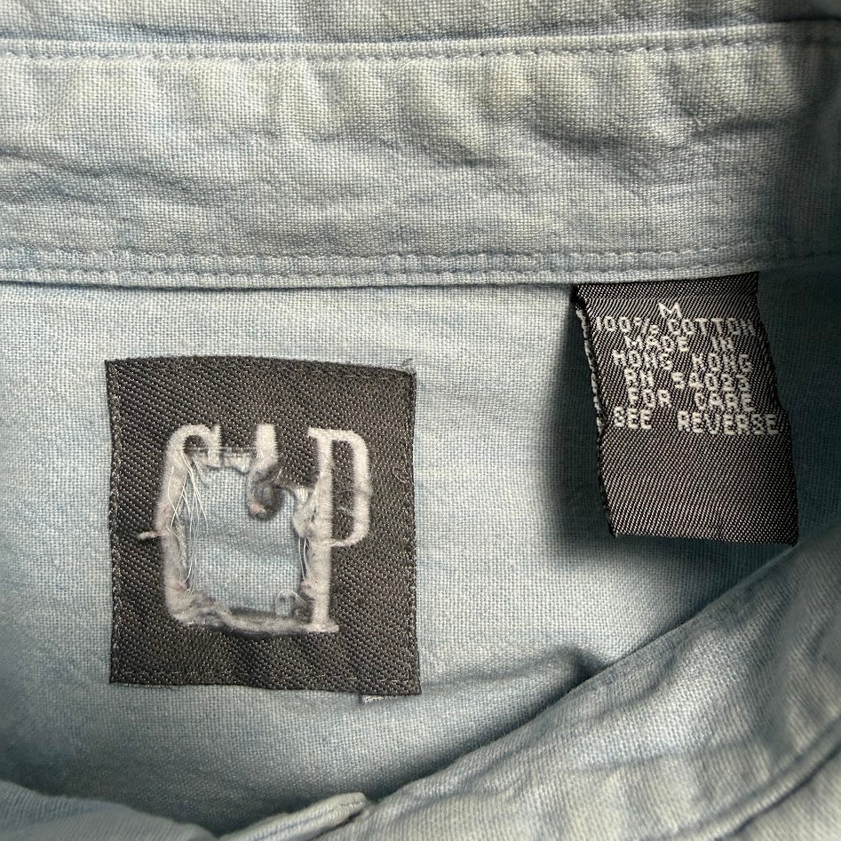 ⭐️美品⭐️ GAP オックスフォード ボタンダウンシャツ ライトブルー 刺繍ポケット コットン100% Lサイズ相当