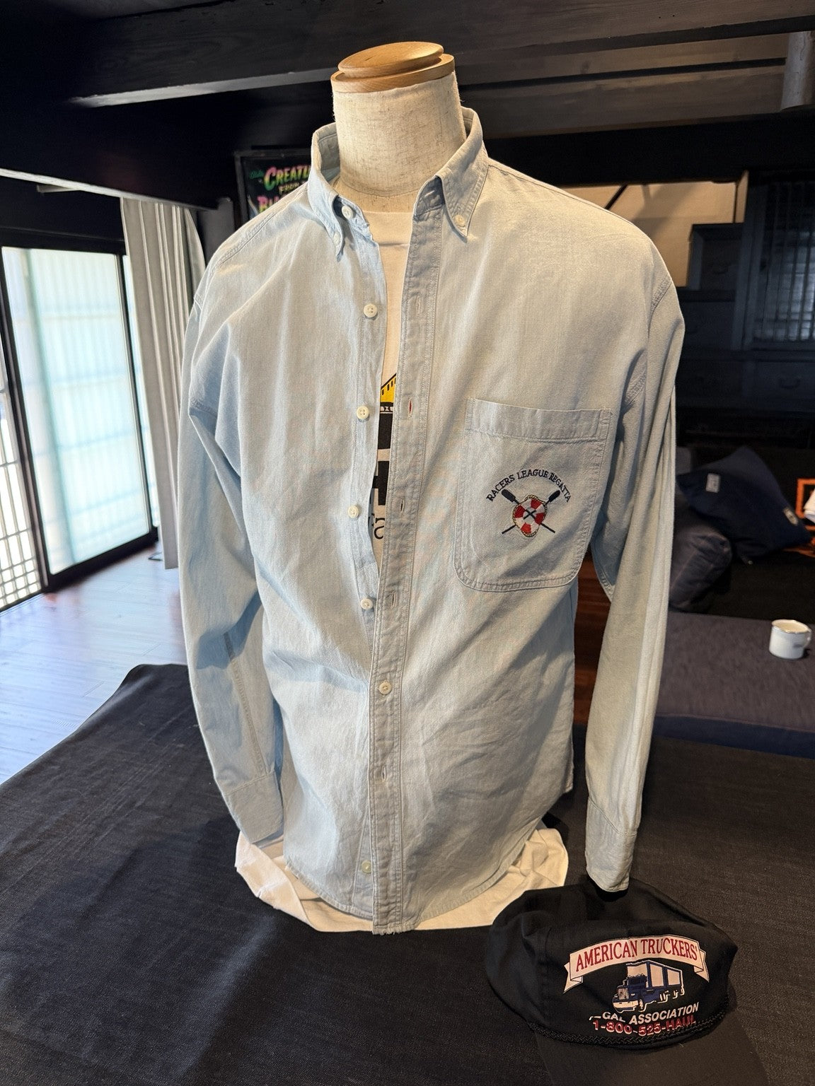 ⭐️美品⭐️ GAP オックスフォード ボタンダウンシャツ ライトブルー 刺繍ポケット コットン100% Lサイズ相当