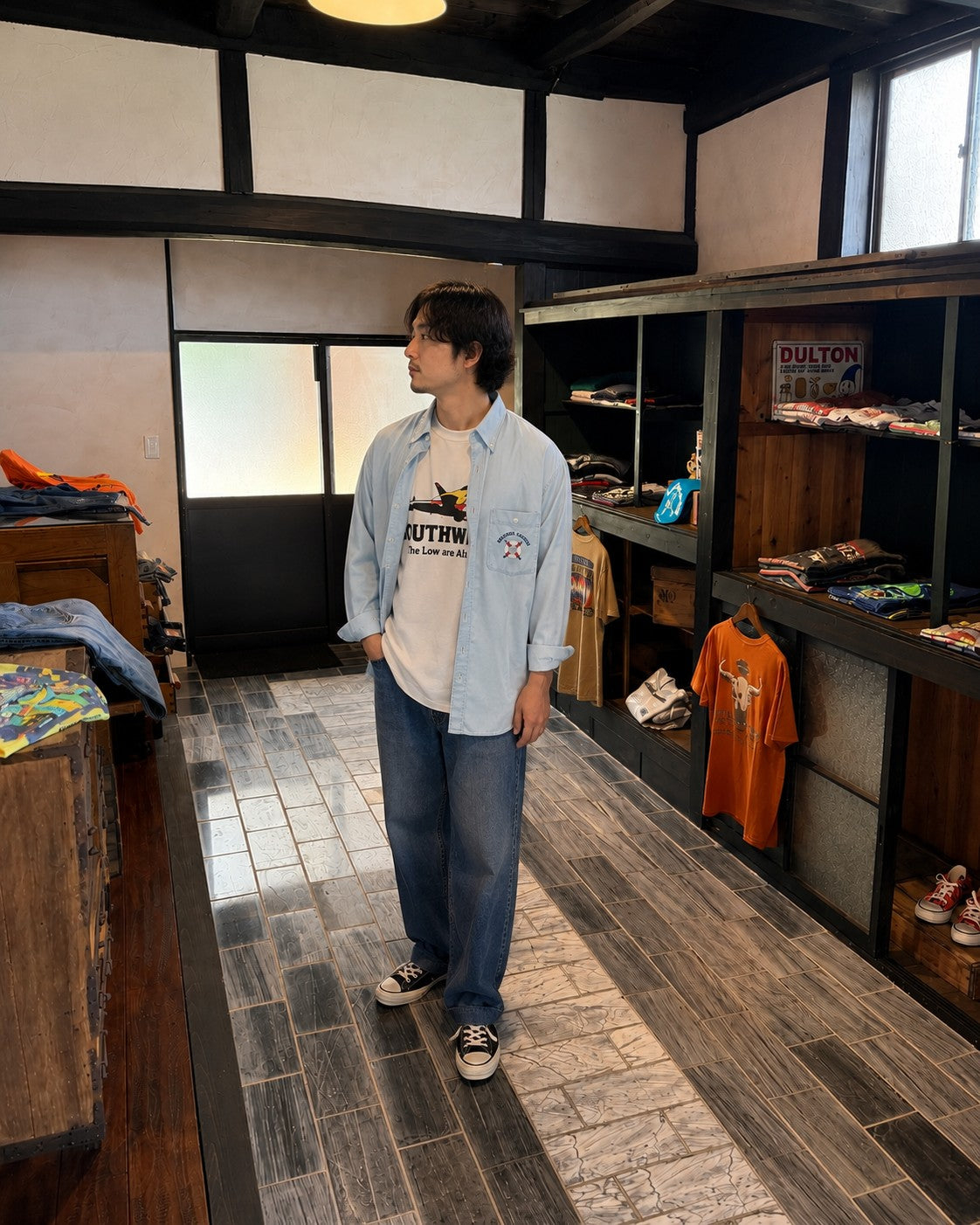 ⭐️美品⭐️ GAP オックスフォード ボタンダウンシャツ ライトブルー 刺繍ポケット コットン100% Lサイズ相当