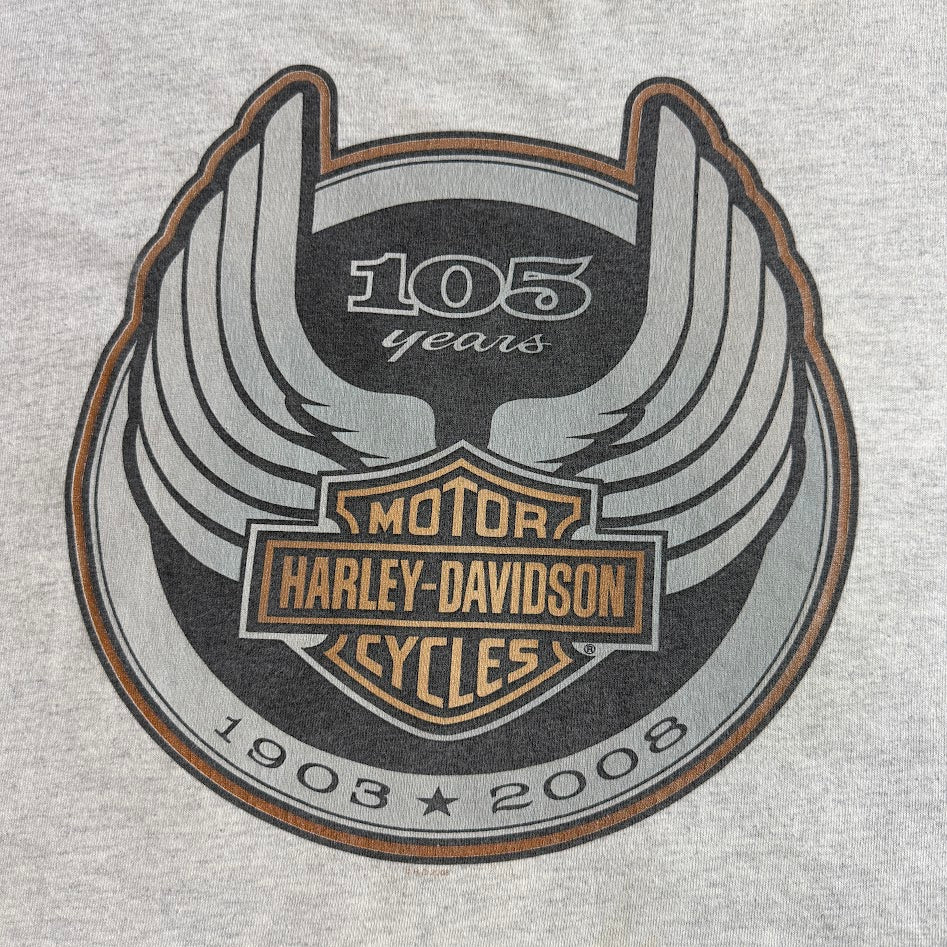 Harley-Davidson 105th Anniversary 2008 両面プリント Tシャツ BRASADOボディ