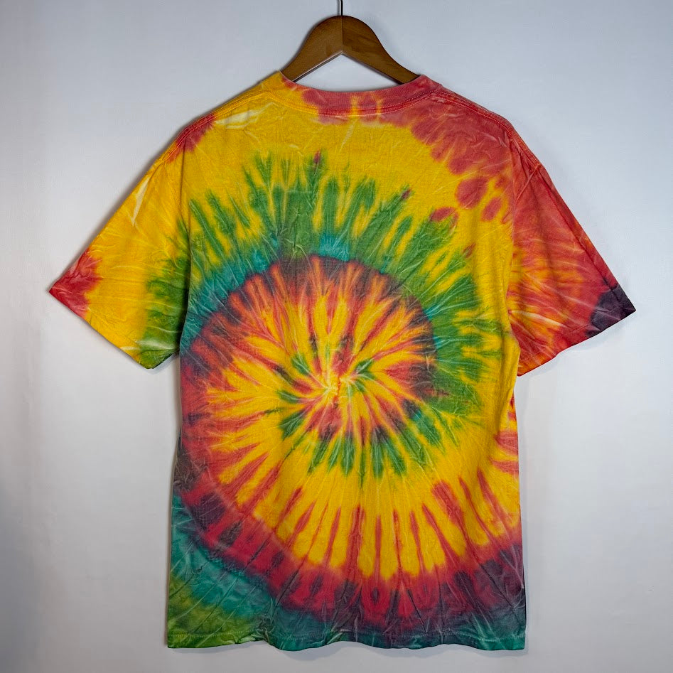 90s ONEITA JAMAICA タイダイ刺繍Tシャツ｜ラスタカラー コットン100% L
