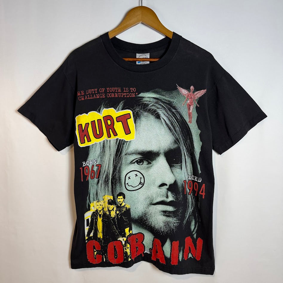 Kurt Cobain「GRUNGE IS NOT DEAD」ブートレグデザインTシャツ L ブラック