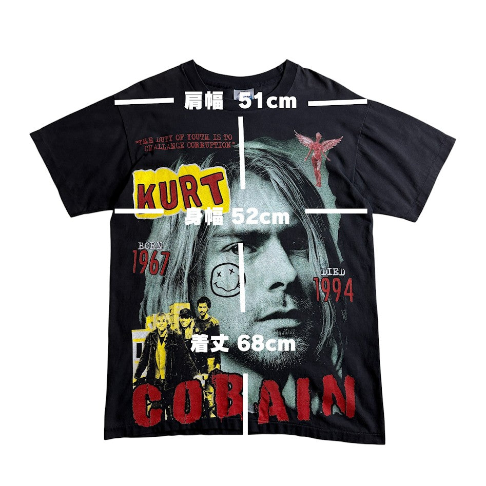 Kurt Cobain「GRUNGE IS NOT DEAD」ブートレグデザインTシャツ L ブラック