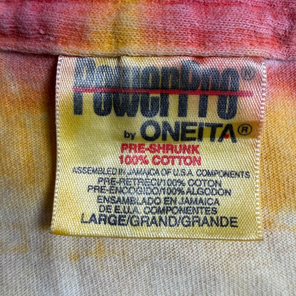 90s ONEITA JAMAICA タイダイ刺繍Tシャツ｜ラスタカラー コットン100% L