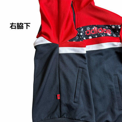 adidas 2008 韓国製 星柄 トラックジャケット｜レッド×ブラック｜100（L相当）