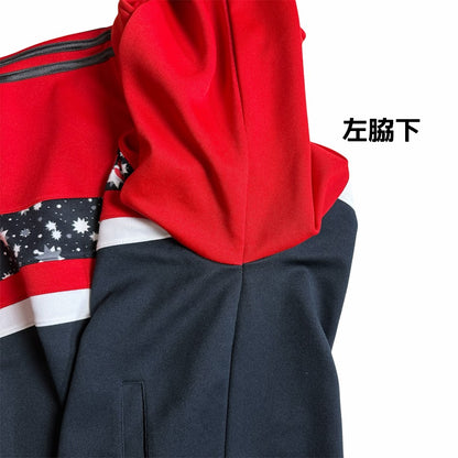 adidas 2008 韓国製 星柄 トラックジャケット｜レッド×ブラック｜100（L相当）