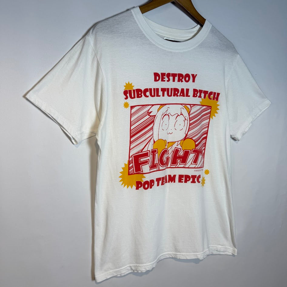 ⭐️美品⭐️ ポプテピピック FIGHT オフィシャル プリントTシャツ ホワイト Lサイズ