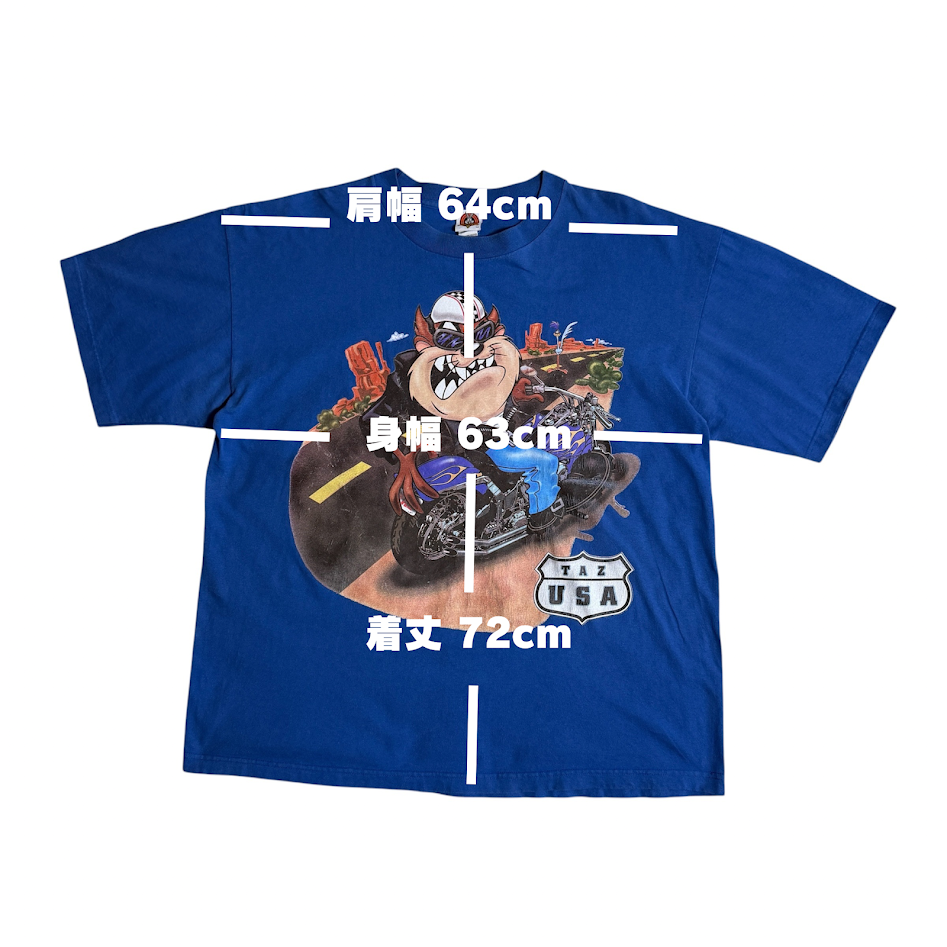 90s Looney Tunes タズ バイカー Tシャツ Made in USA｜BRAZOS Sportswear 2XL