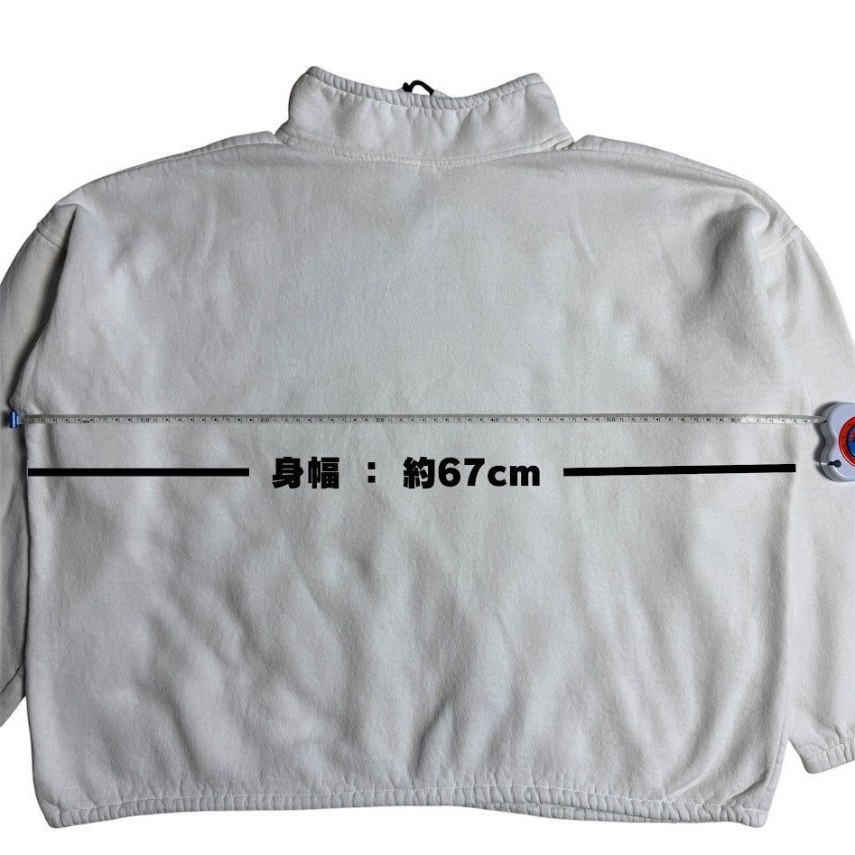 90's カナダ製 ハーフジップ（スタンドネック）スウェット XL ホワイト 2GETHER 4EVER｜Furugi BON