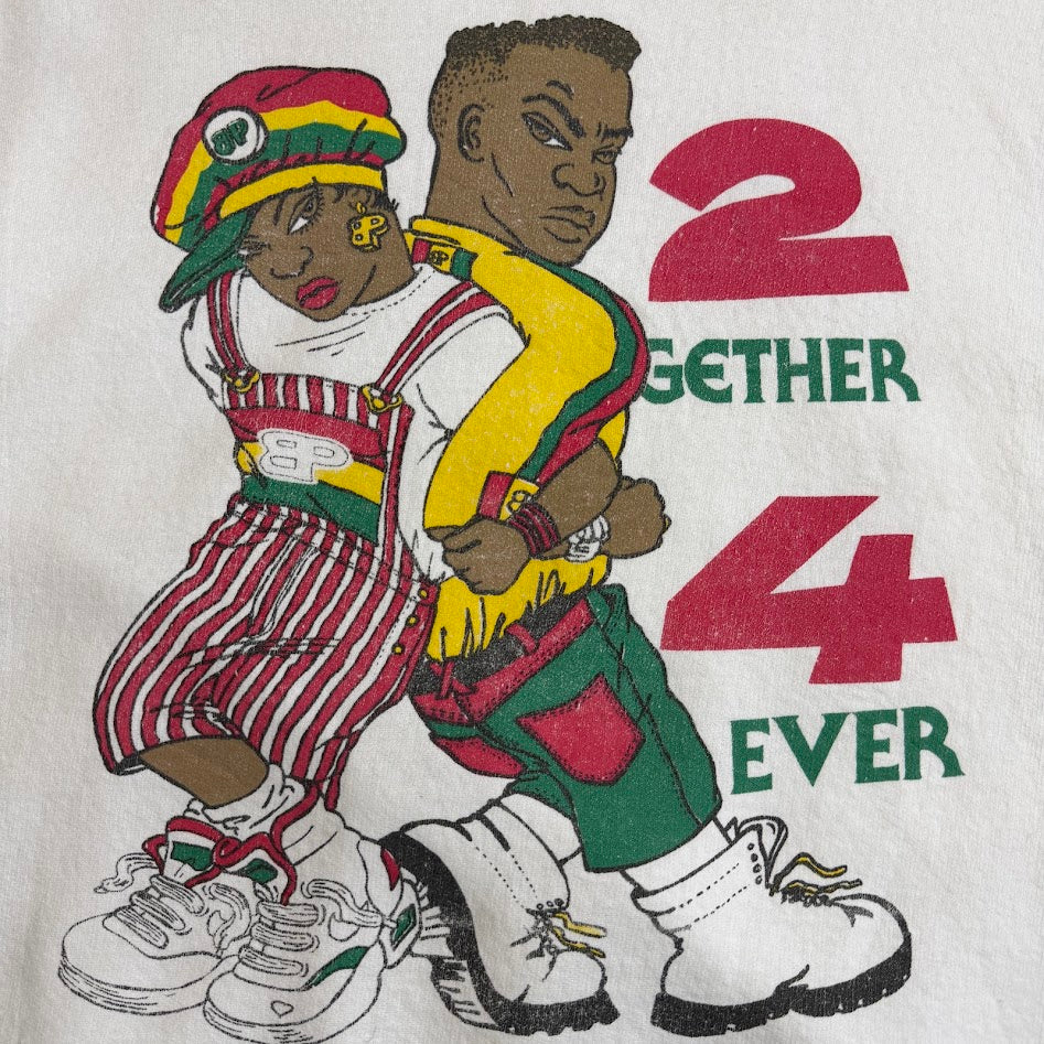 90's カナダ製 ハーフジップ（スタンドネック）スウェット XL ホワイト 2GETHER 4EVER｜Furugi BON
