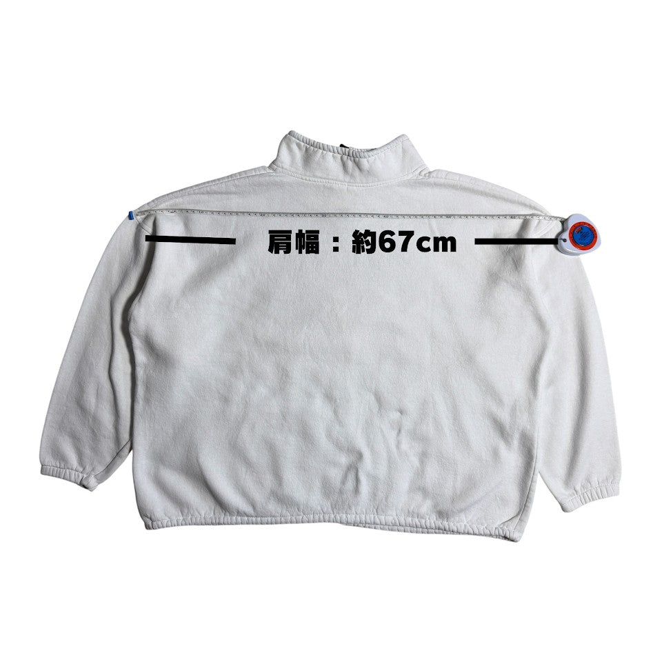 90's カナダ製 ハーフジップ（スタンドネック）スウェット XL ホワイト 2GETHER 4EVER｜Furugi BON